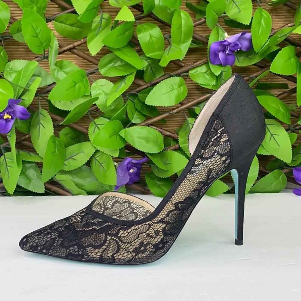 BETSEY JOHNSON D’orsay Black Lace Stiletto 9.5